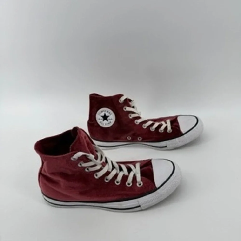 Converse Chuck Taylor All Star Burgundy Velvet High Top Sneakers Womens 10 - Picture 5 of 9